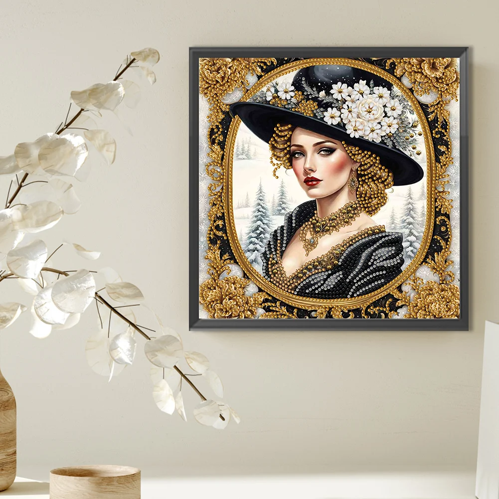 Diamond Painting - Partial Special Shaped Drill - Fashion Lady(Canvas|30*30cm)