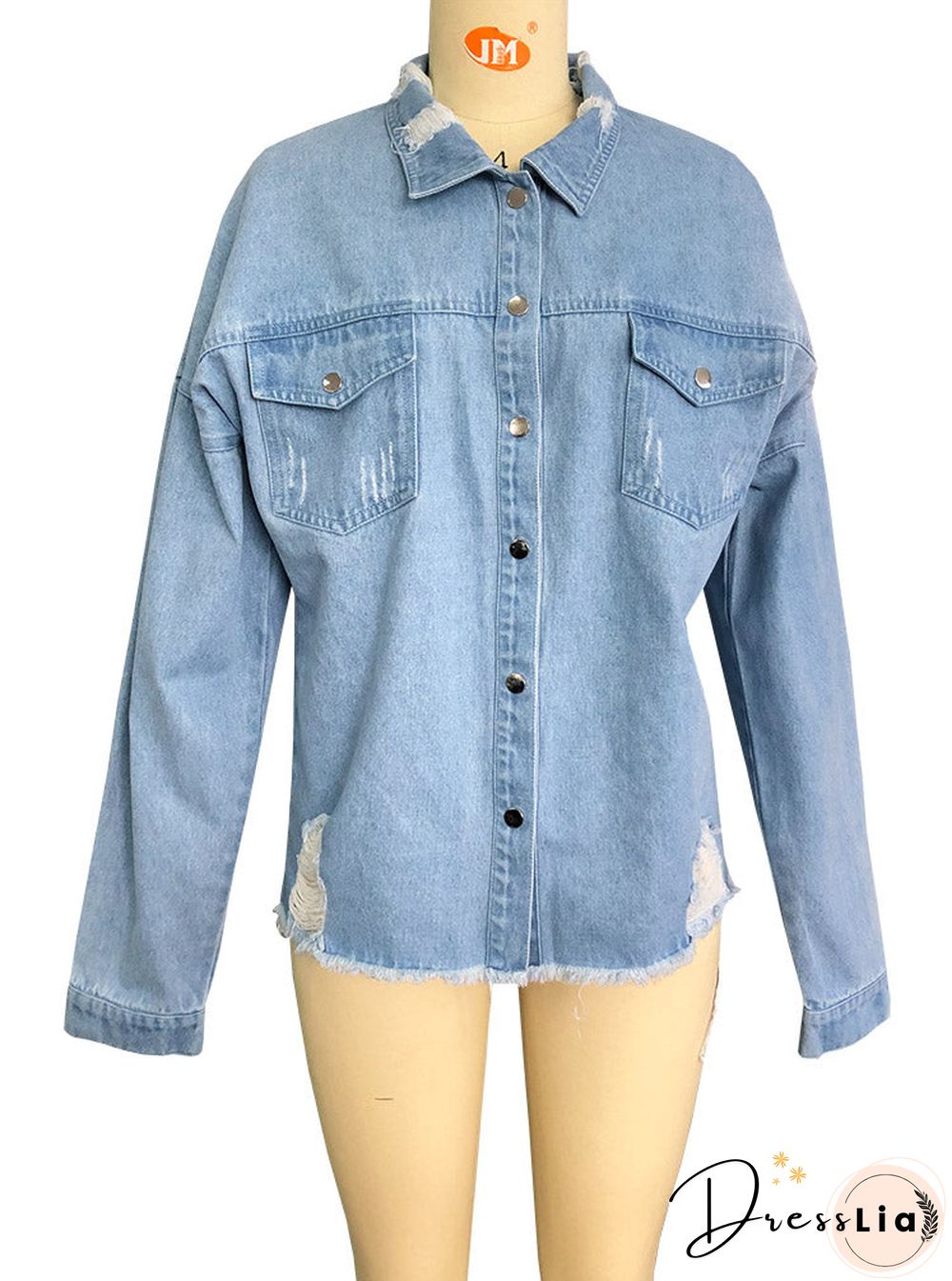 Long Sleeve Denim Jean Dress Button Down Casual Top