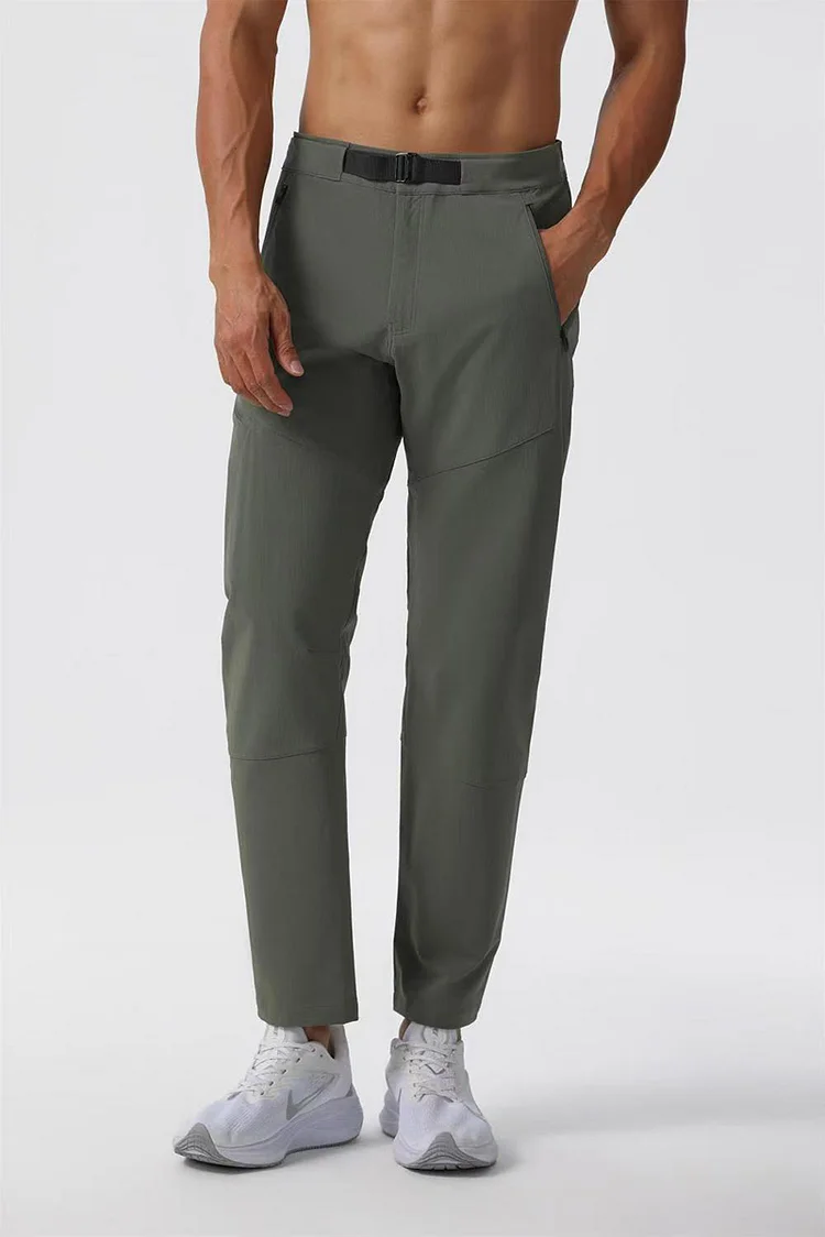 PASUXI Men's Quick Dry Sports Pants Running Fitness Mountaineering Trousers with Zipper Belt huanwei
