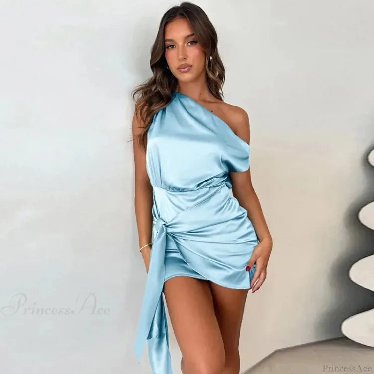 Ribbon Pleated Slim Bodycon Vacation Dress