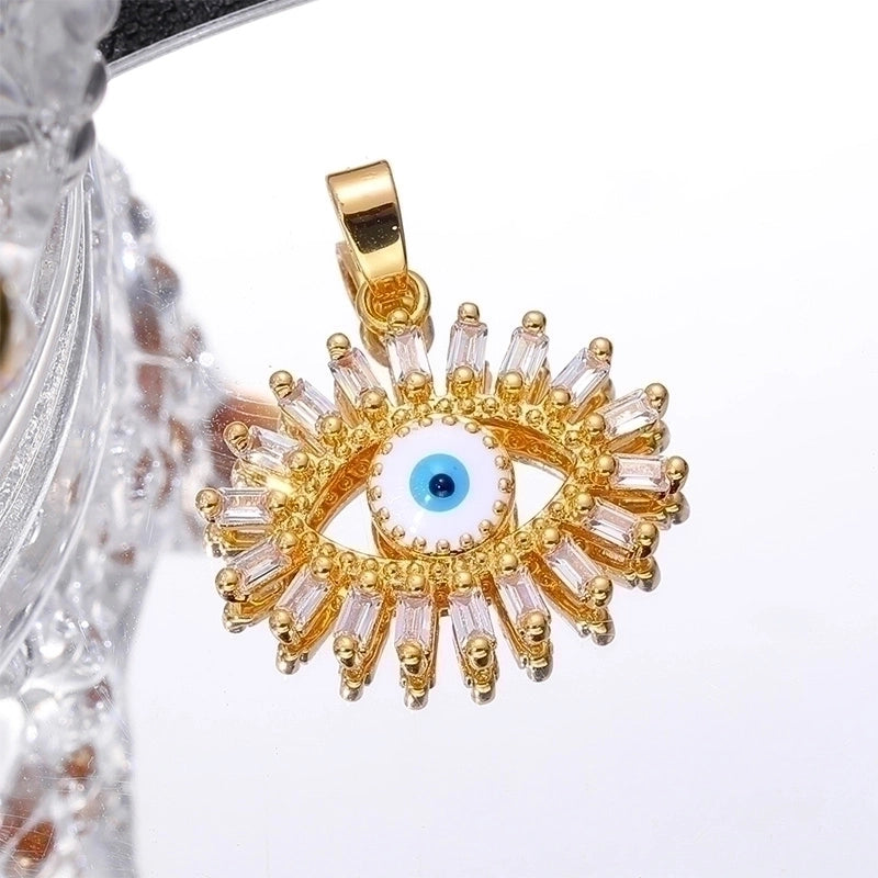 Classic Style Streetwear Cross Devil’s Eye Copper Plating Inlay Zircon 18k Gold Plated Charms