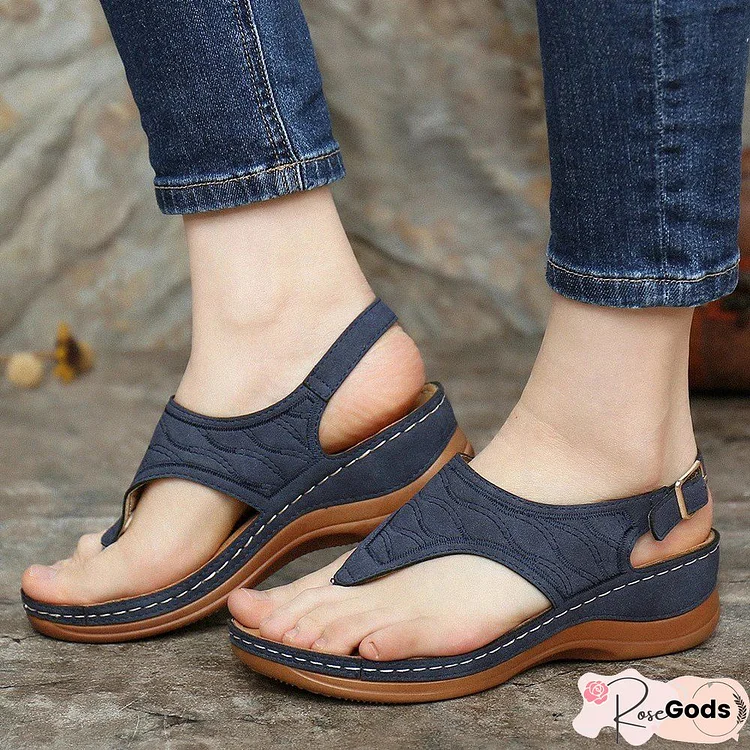 Women Pu Embroidery Casual Summer Sandals
