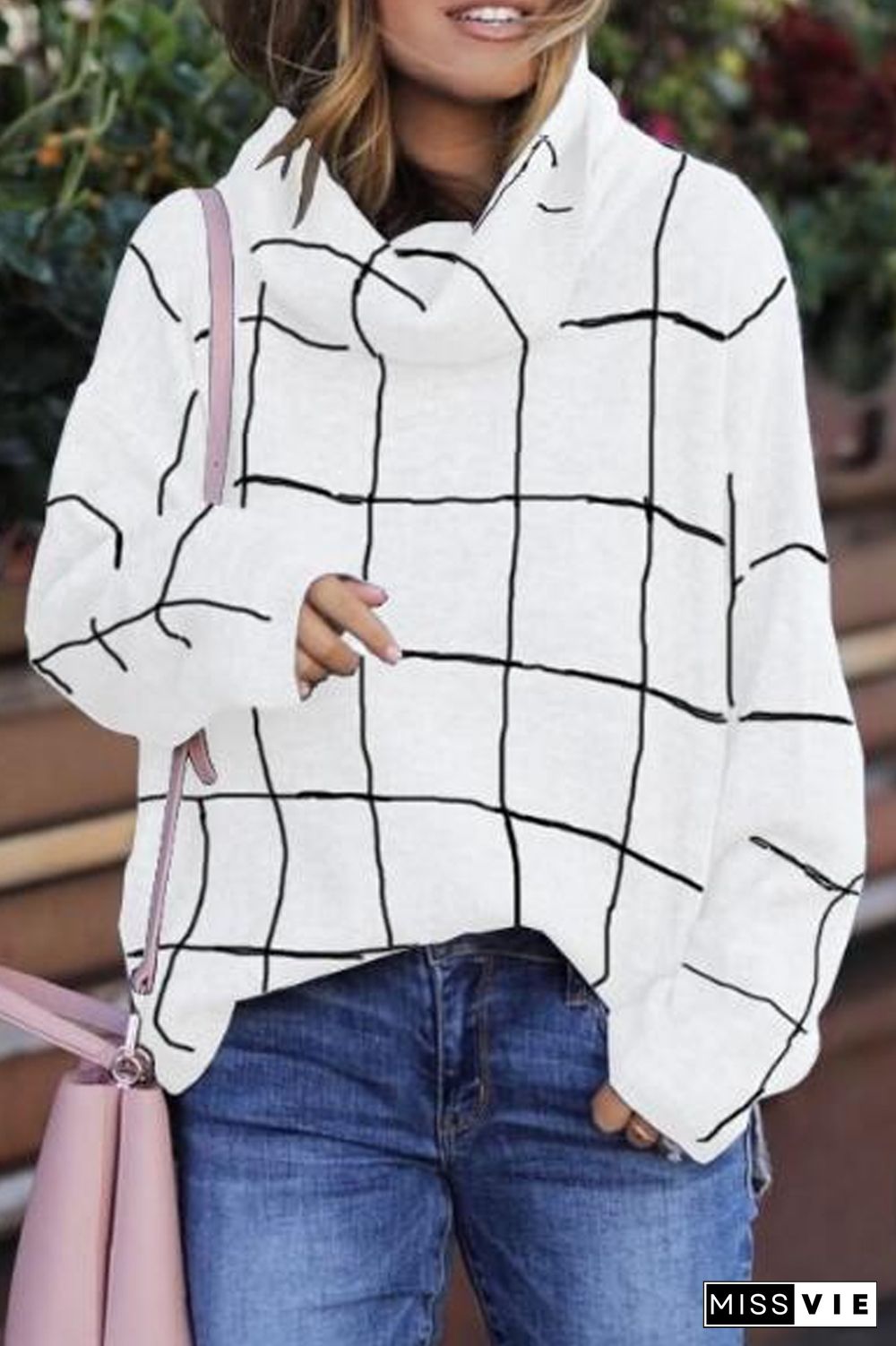 Turtleneck Plaid Casual Sweater