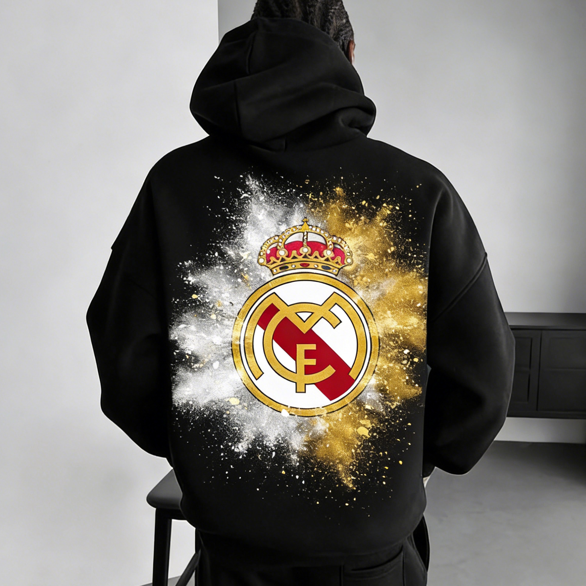 Men's Black Hoodie with Classic Crest Logo Design