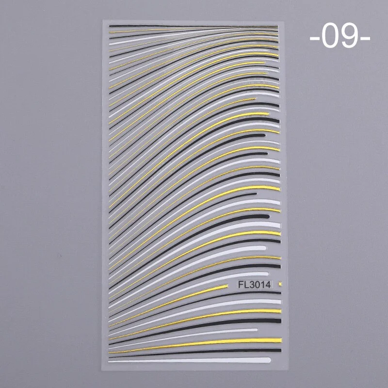 1PC Sliver Striping Tape 3D Nail Stickers Laser Geometry Lines Slider For Nails Gel Polish Decals For Manicures Decoration-Nail Inspo