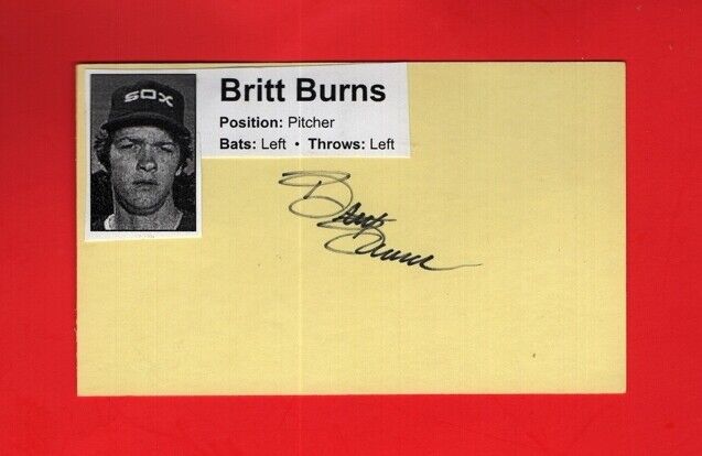 1978-85 BRITT BURNS-CHICAGO WHITE SOX 3X5 AUTOGRAPHED W/Photo Poster painting