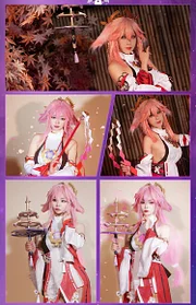 [Wetrose] In Stock Yae Miko Cosplay Props Accessory Staff Weapon Model Head Gear Earring Heisoku Mesa Gohei Onbe Green Xiao