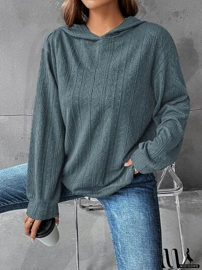 MidiSono - Textured Dropped Shoulder Hoodie