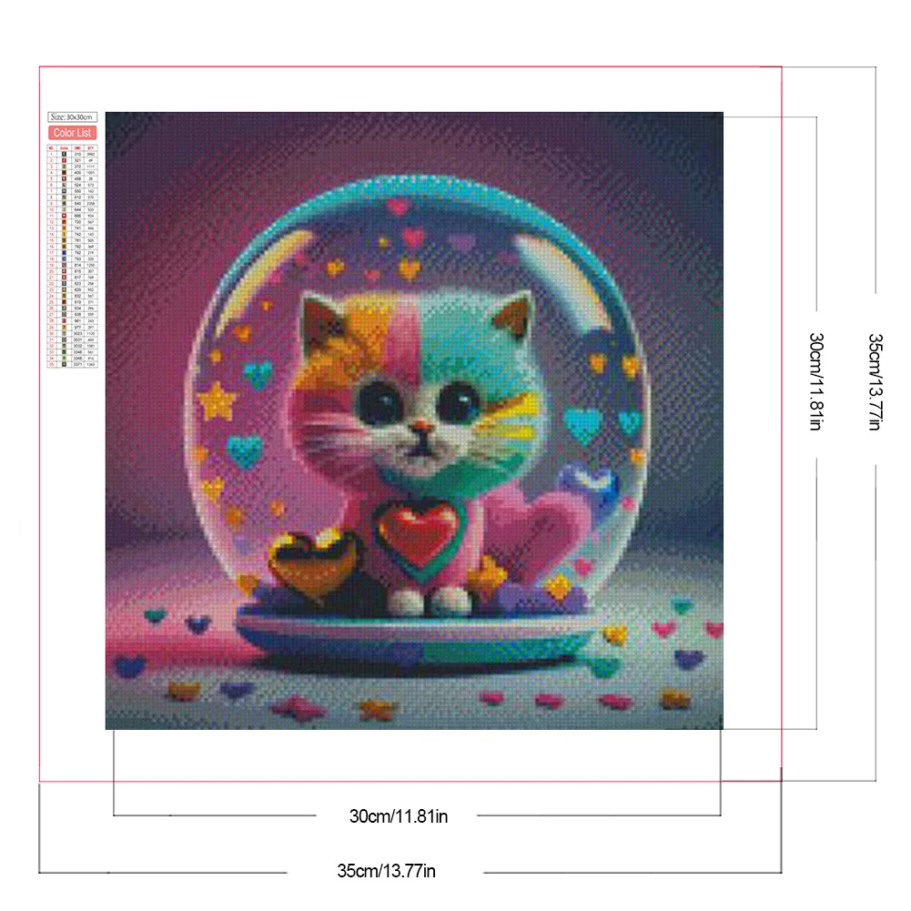Partial AB Diamond Painting - Full Round Drill - Love Colourful Cat(Canvas|35*35cm)