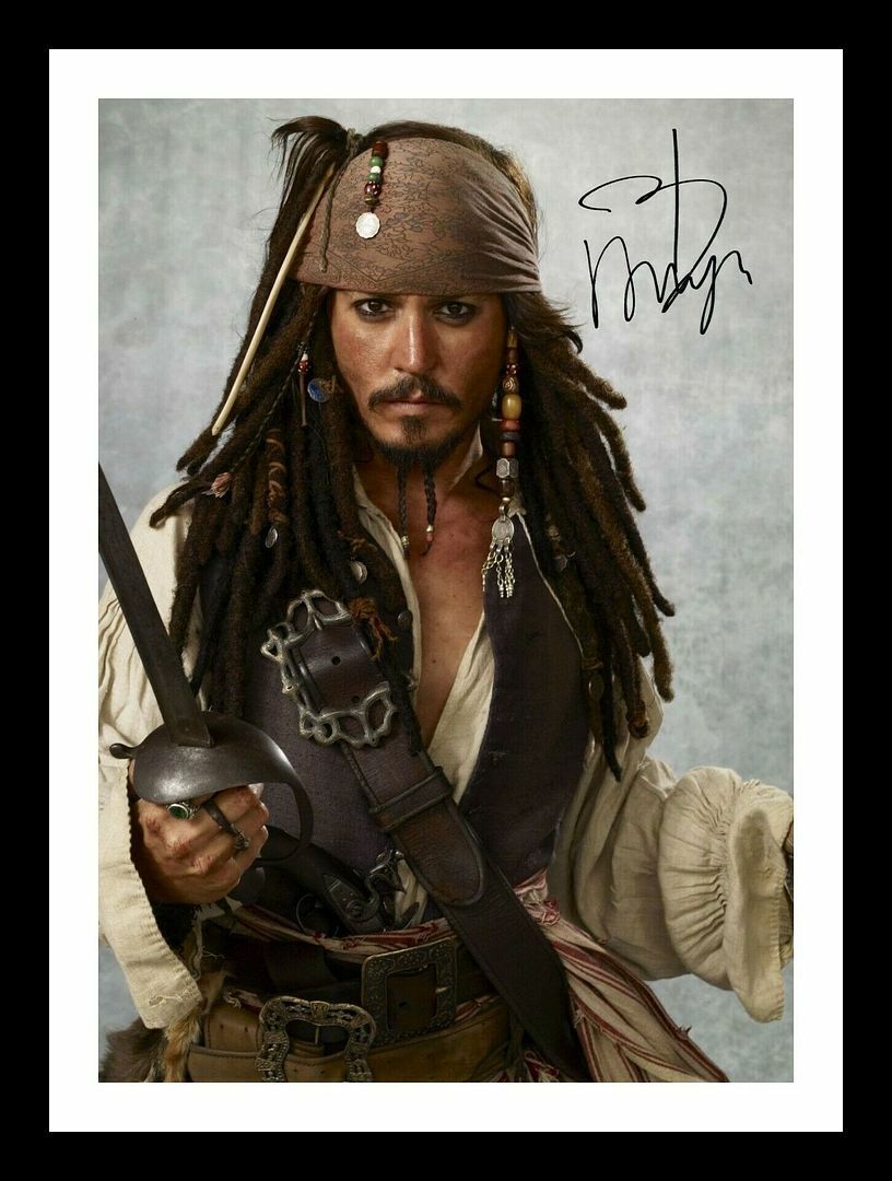 Johnny Depp - Pirates Of The Caribbean Autograph Signed & Framed Photo Poster painting 2