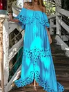 Irregular Clipping Off-The-Shoulder Maxi Dress
