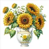 Sunflower DIY Special Shape Double sided Print Clear Diamond Art Kit Wooden Framed Diamond Painting Kit(21.5x21.5cm)