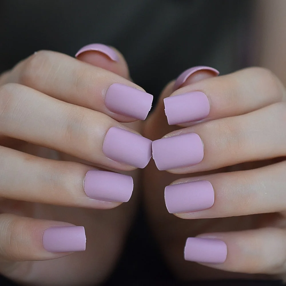 24pcs Short False Nail French Tip Kits Elegant Grey Purple Artificial Nail Lattice Design Professional Press On Nail-Nail Inspo