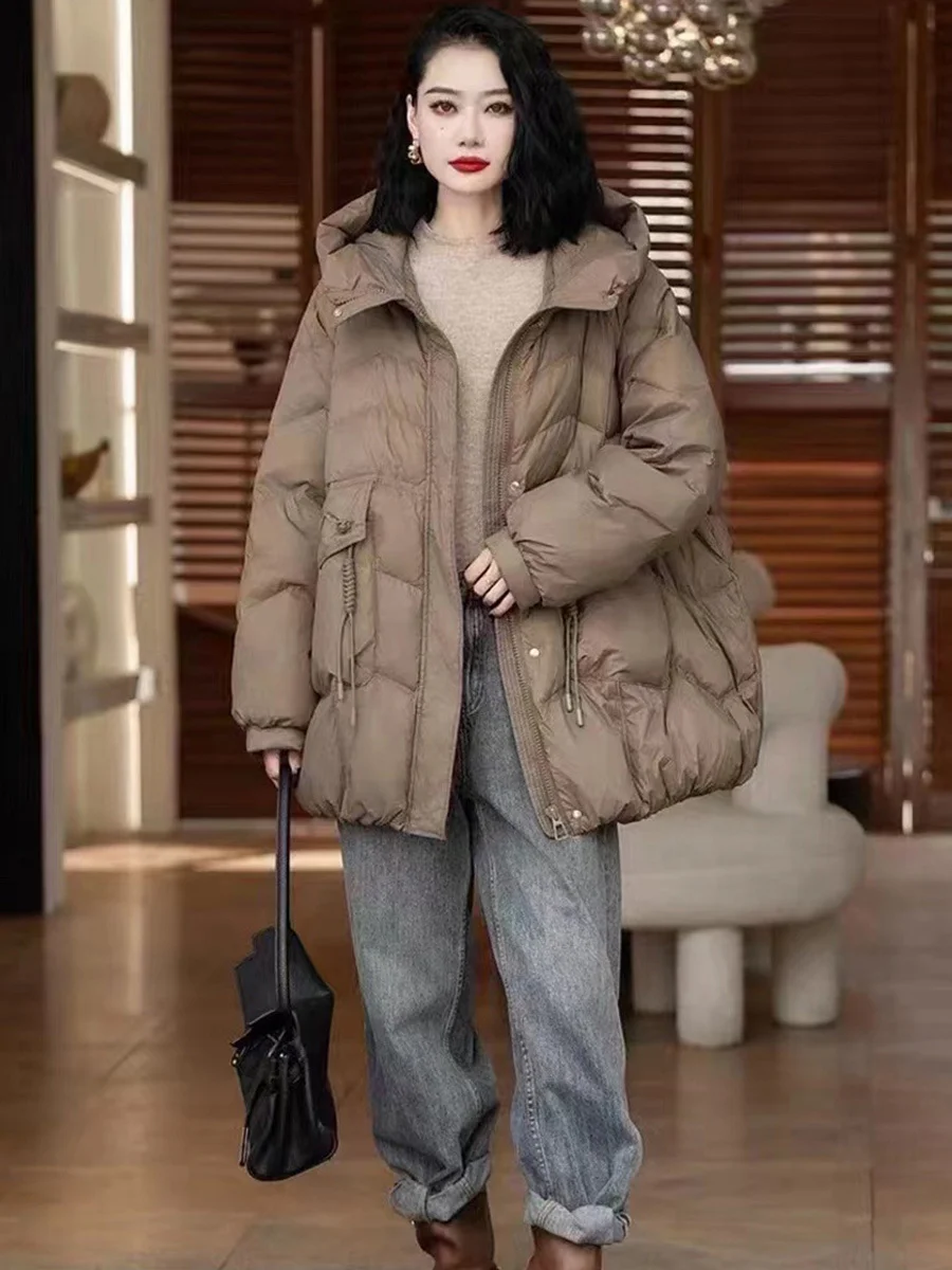 Woherb Retro In The Long Down Jacket Female 2024 Winter Fashion Design Sense Hemp Flower Tassel Warm White Duck Down Coat Tide-Outfit Ideas