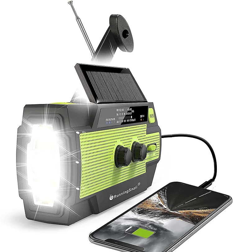 Solar Emergency Radio Hand Crank Weather Radio With Reading Lamp Cellphone Charger