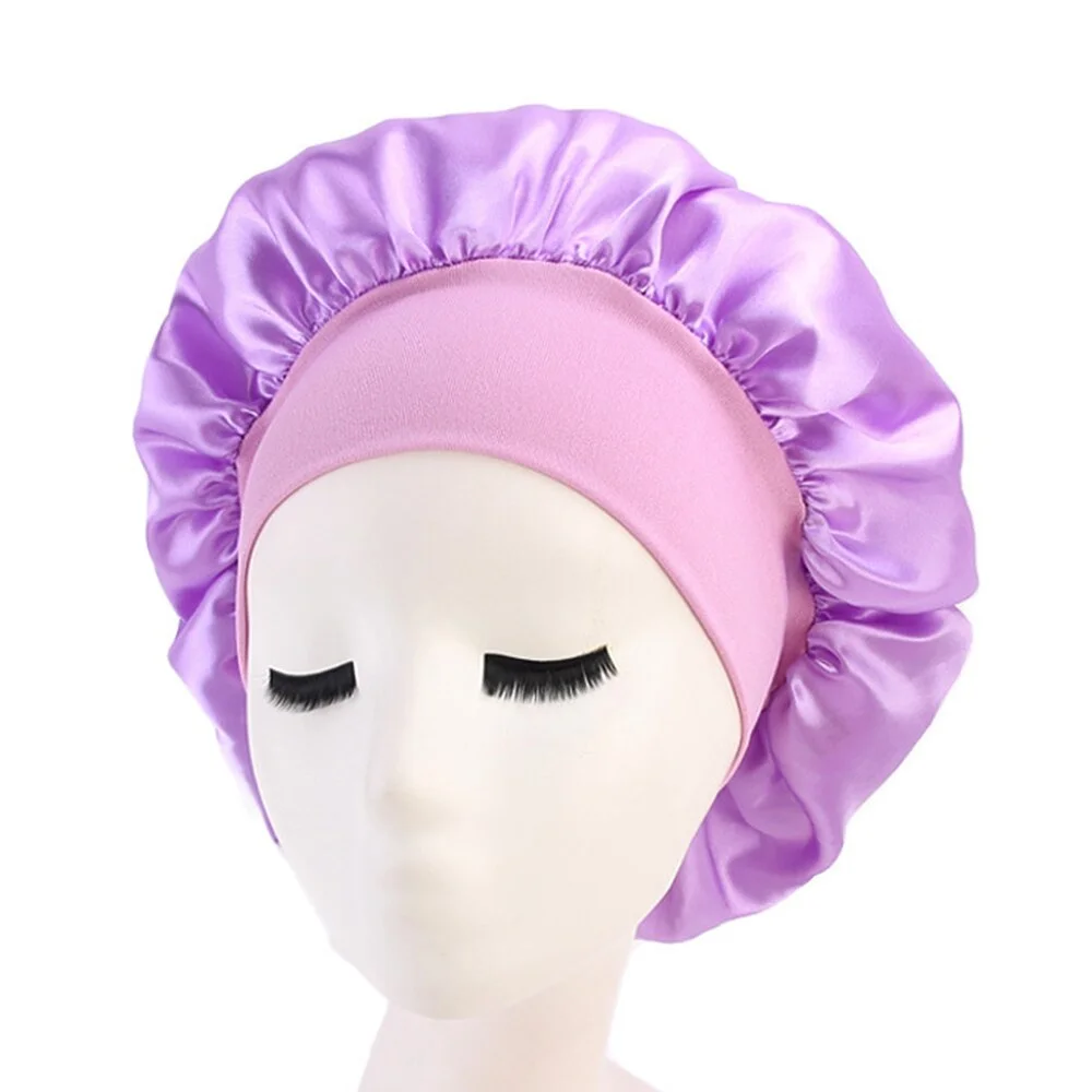 New Soft Silk Women Night Sleep Head Wear Shower Wrap Cap Adjustable Ladies Long Hair Care Bonnet Scraf Satin Hat Accessories