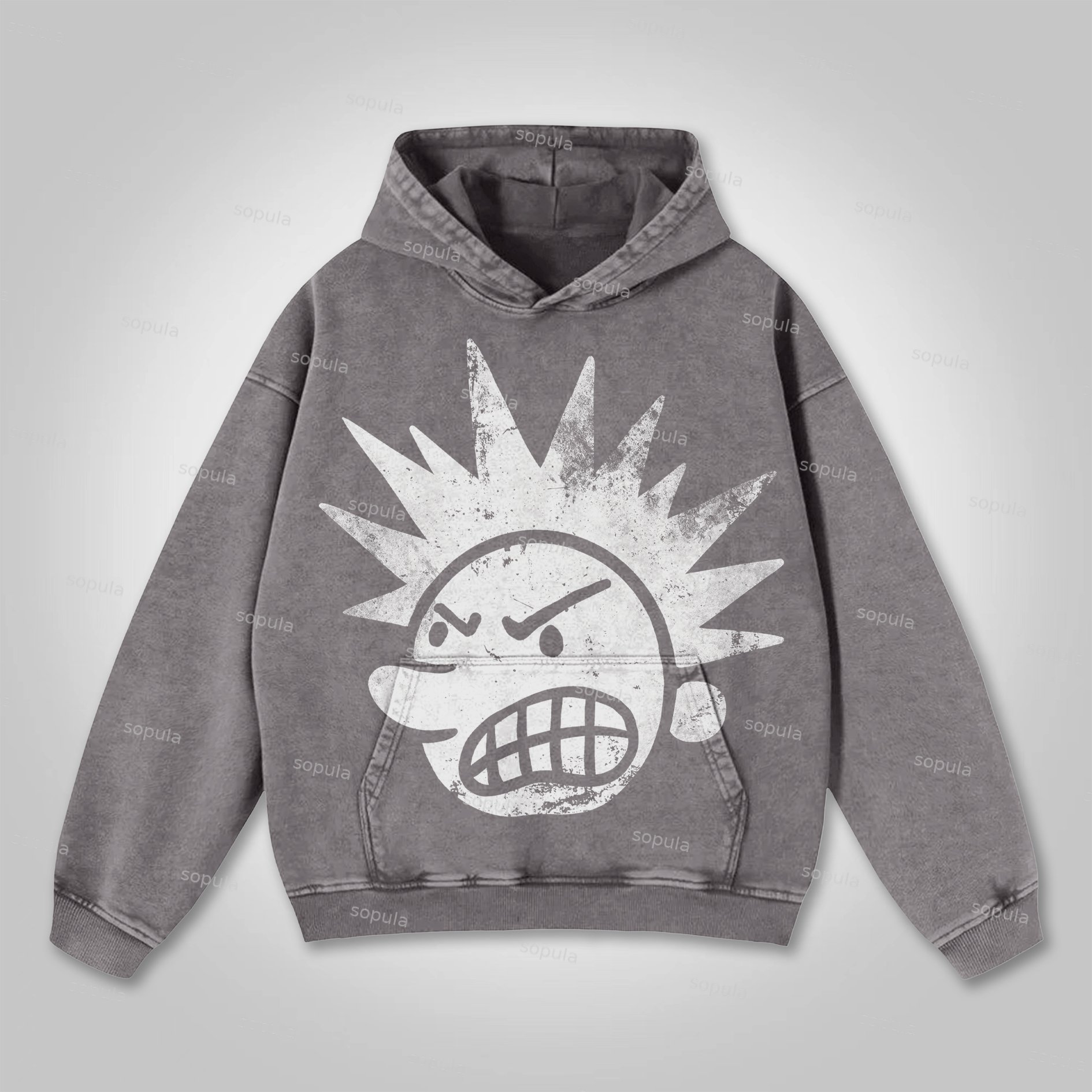 Sopula The Brain Explodes Print Graphic Washed Hoodie - SOPULA
