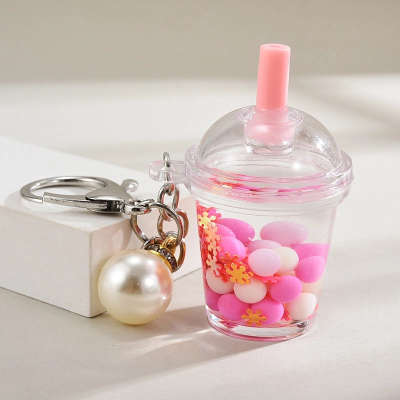 Cartoon Style Cute Cup Arylic Women’s Bag Pendant Keychain