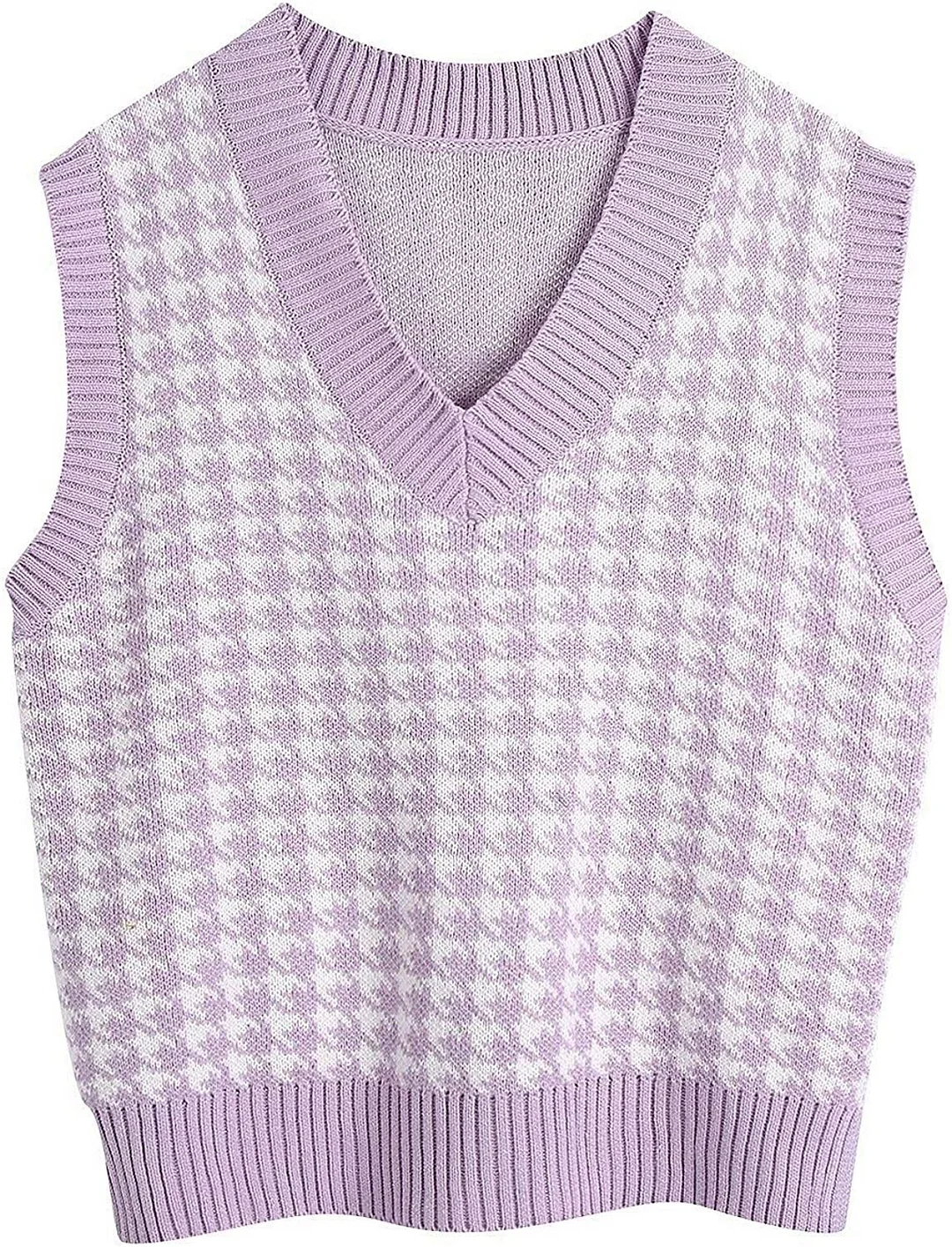 Wongn Wongn And Winter New Women's Thousand Bird Case Knitting Vest V Neck Sleeveless Sweater