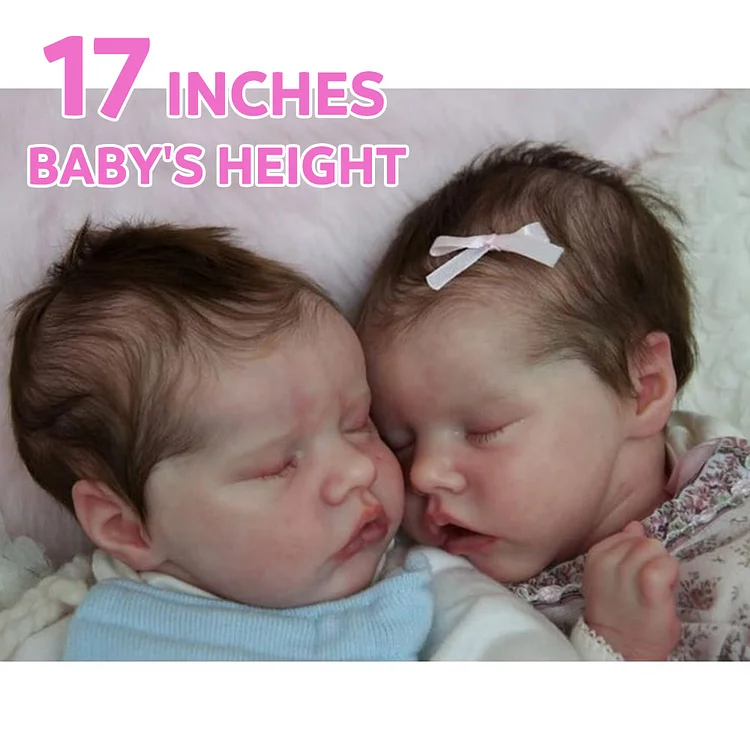 [3-7 Days Delivery]17'' Real Lifelike Twins Boy and Girl Debbie and Deborah Sleeping Reborn Baby Doll, Reborn Child Newborn Baby Dolls Roleplay