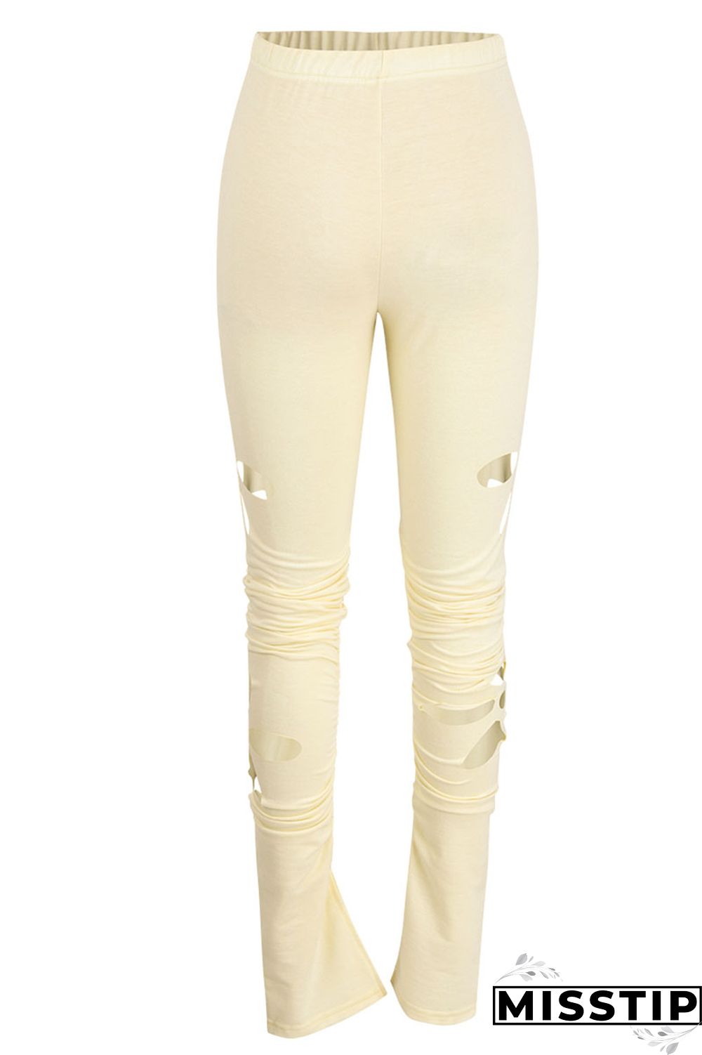 Grey Casual Street Solid Hollowed Out Patchwork High Waist Speaker Solid Color Bottoms