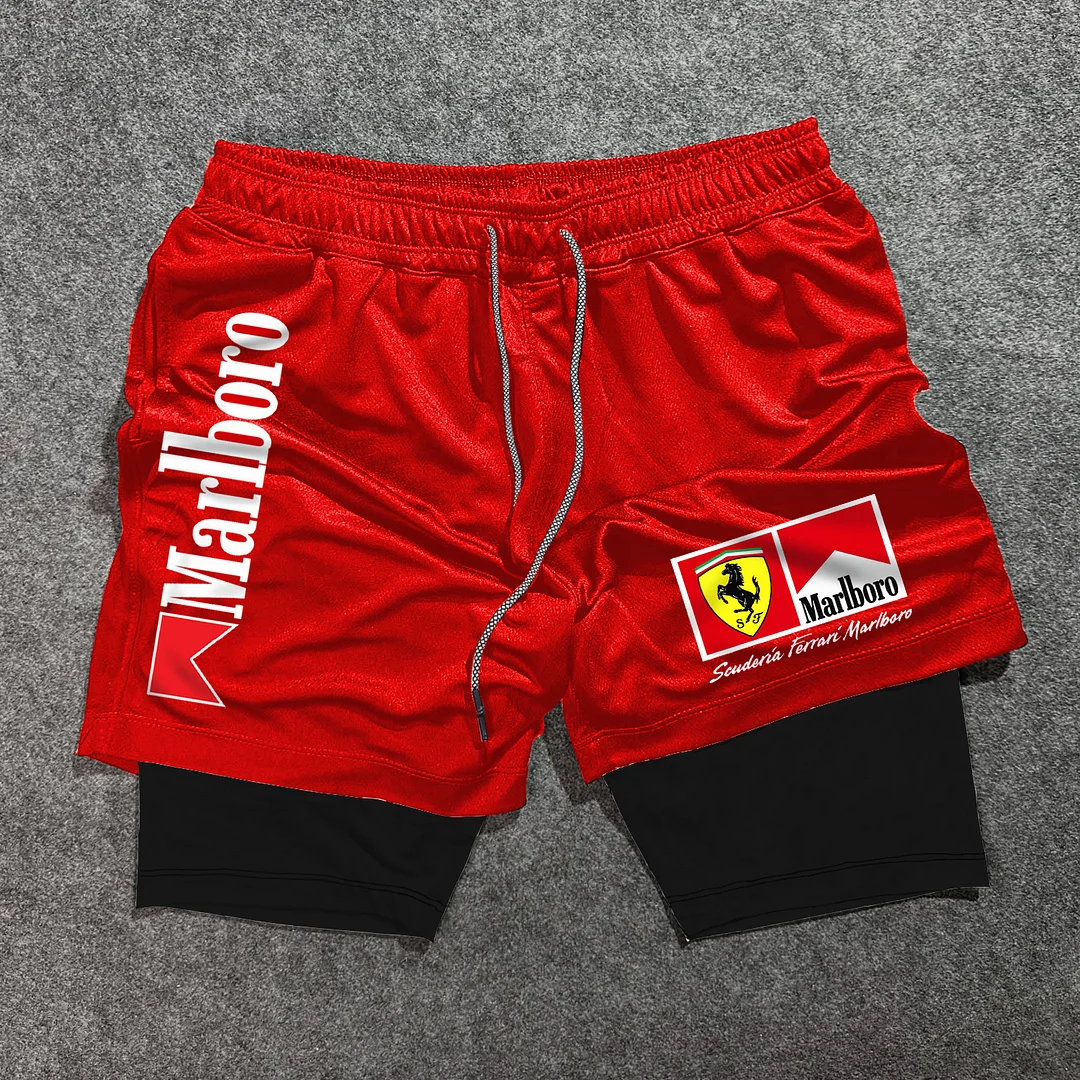 Casual Racing Workout Double Layer Shorts
