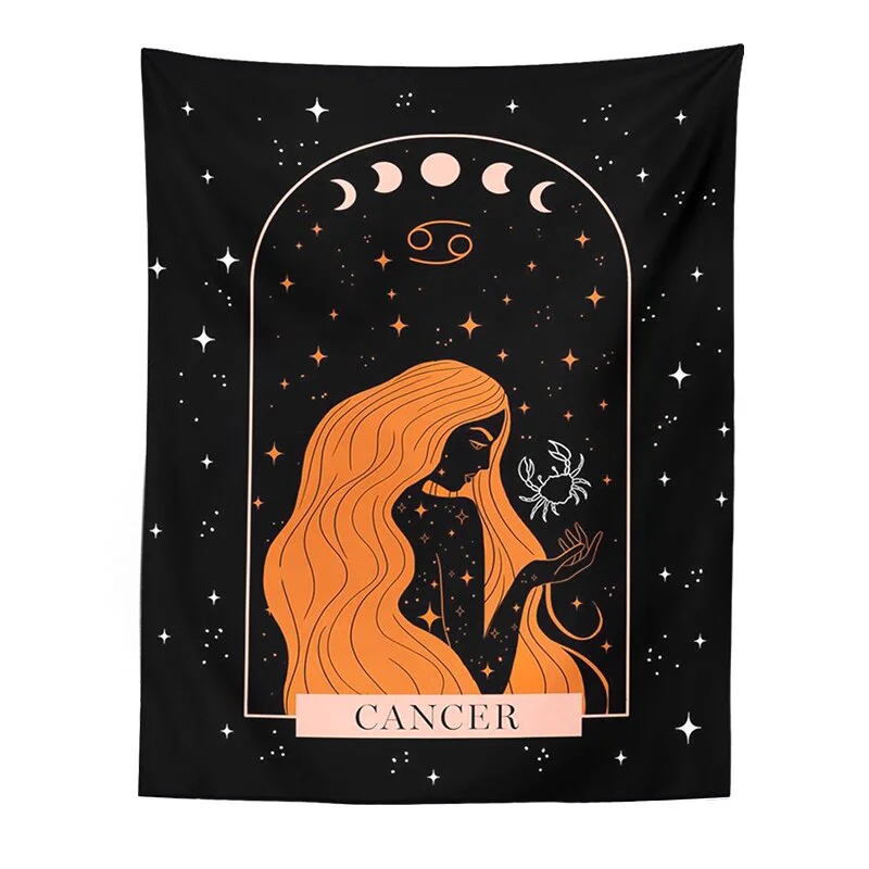 Tarot Tapestry Constelation Tapestry Moon Phase Girl Mandala Wall Hanging black Astrology Divination Beach Mat Boho Wall Decor