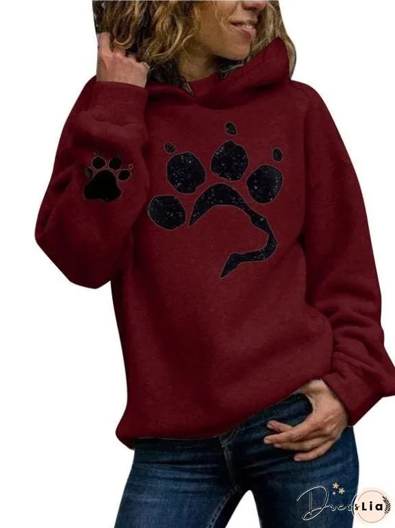 Cute Paw Printed Jumper Hoodie for Women