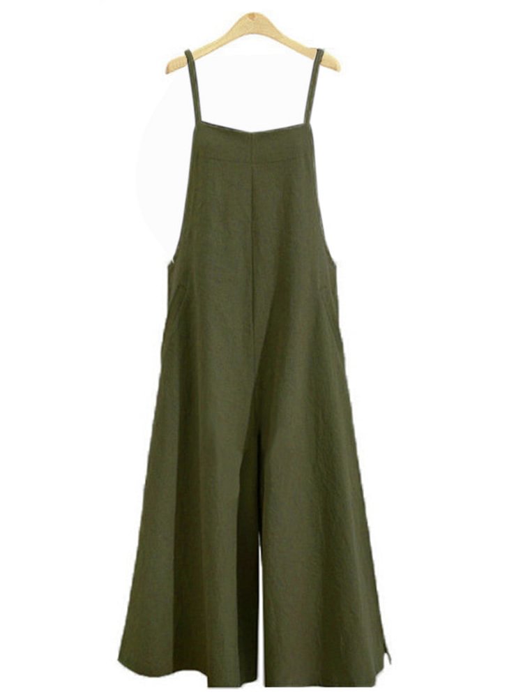 Solid Color Wide Leg Jumpsuit