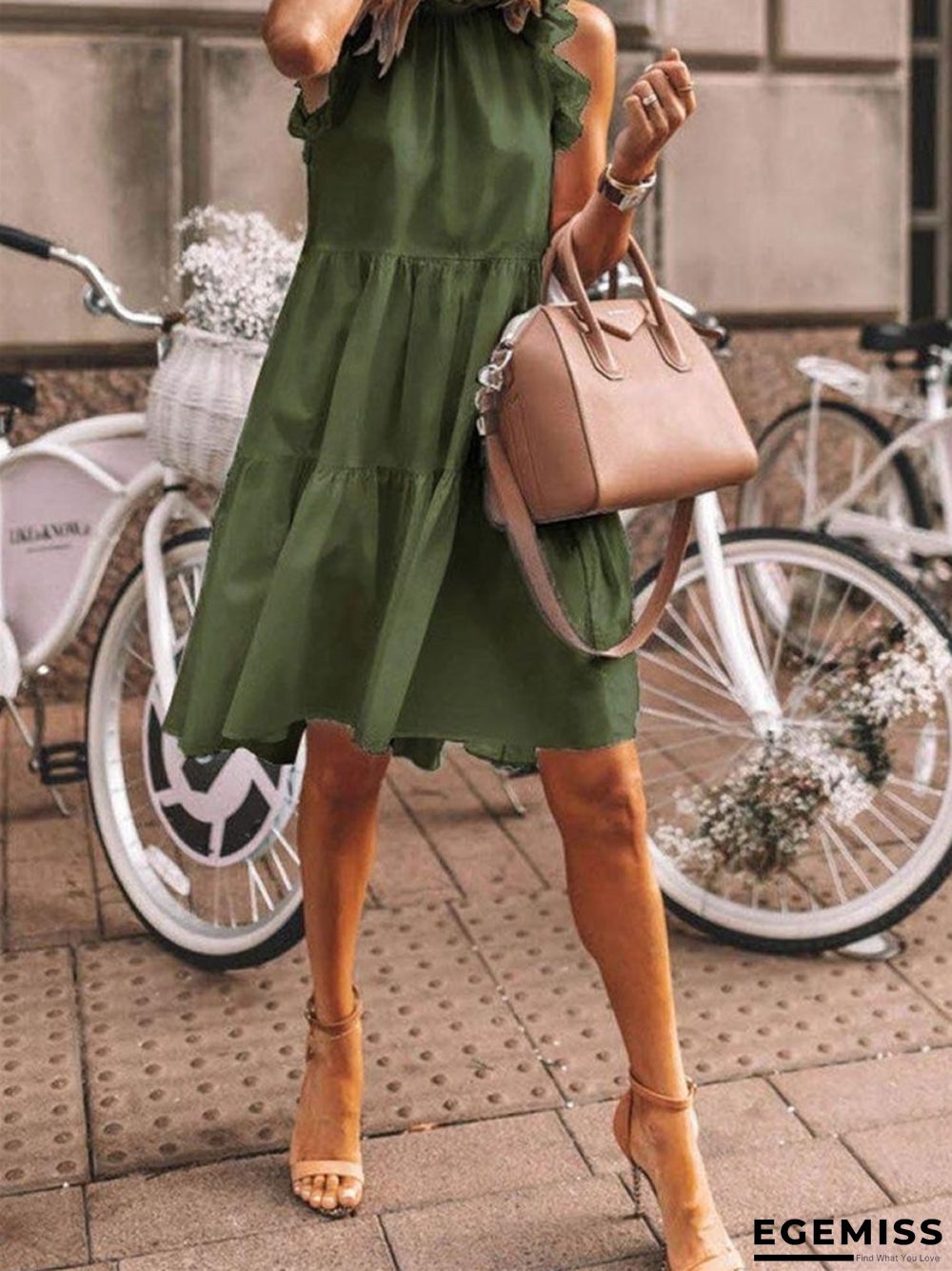 Casual Loose Sleeveless Solid Round Neck Dress | EGEMISS