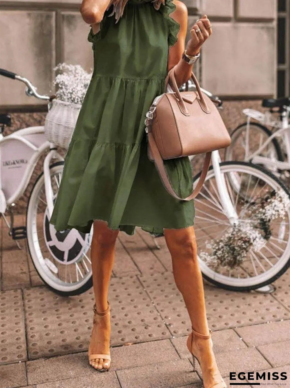 Casual Loose Sleeveless Solid Round Neck Dress | EGEMISS