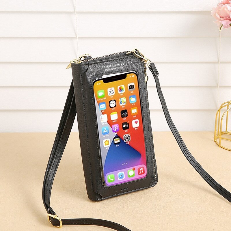 New Ladies Touch Screen Mobile Phone Bags Women Multifunctional Anti-theft Crossbody Purse Female Leather Single Shoulder Wallet
