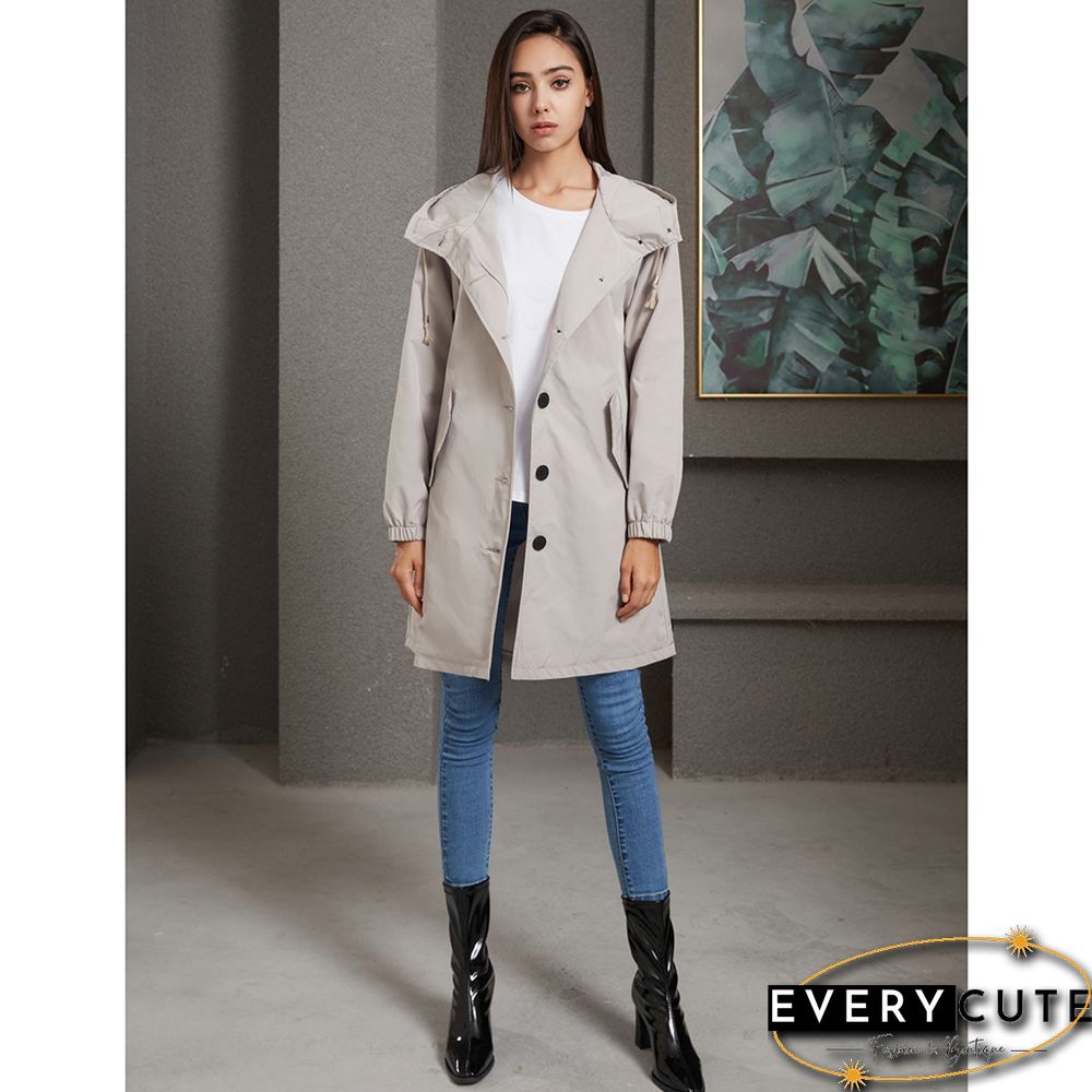 Light Gray Weatherproof Hooded Outdoor Rainproof Coat