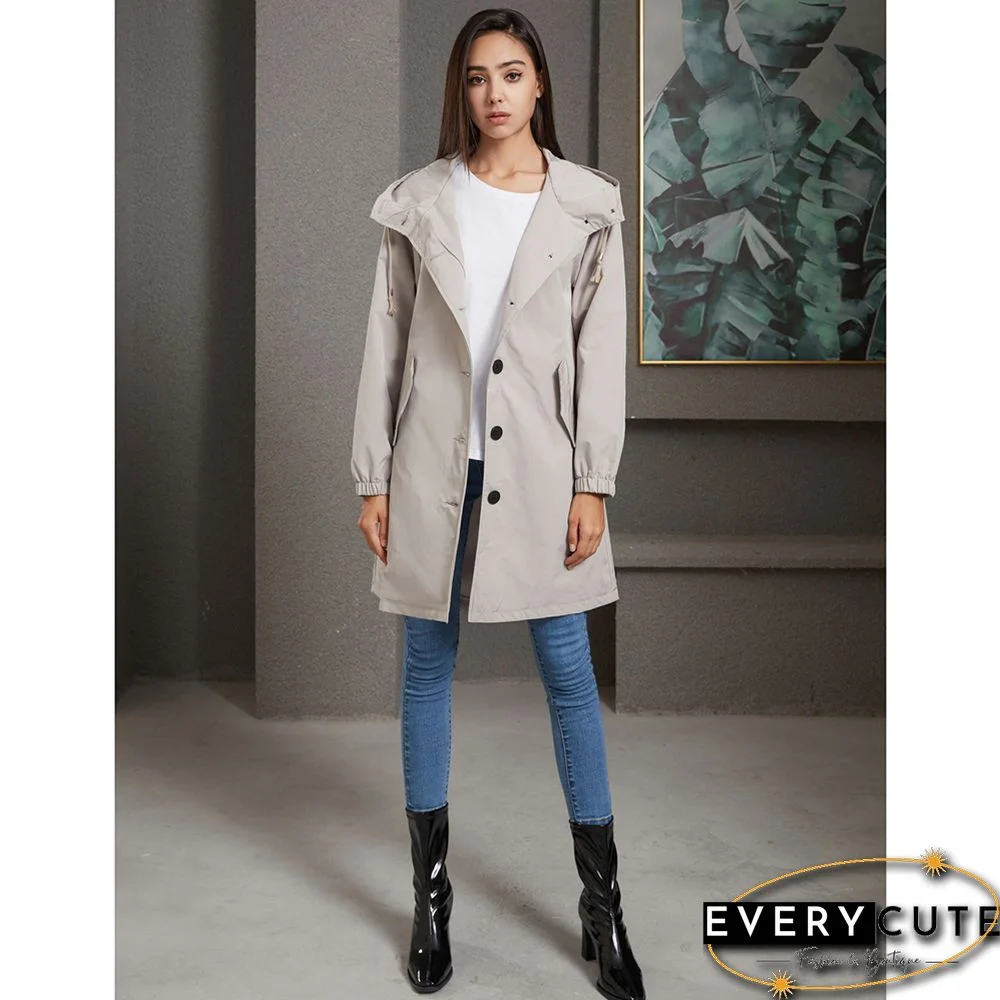 Light Gray Weatherproof Hooded Outdoor Rainproof Coat