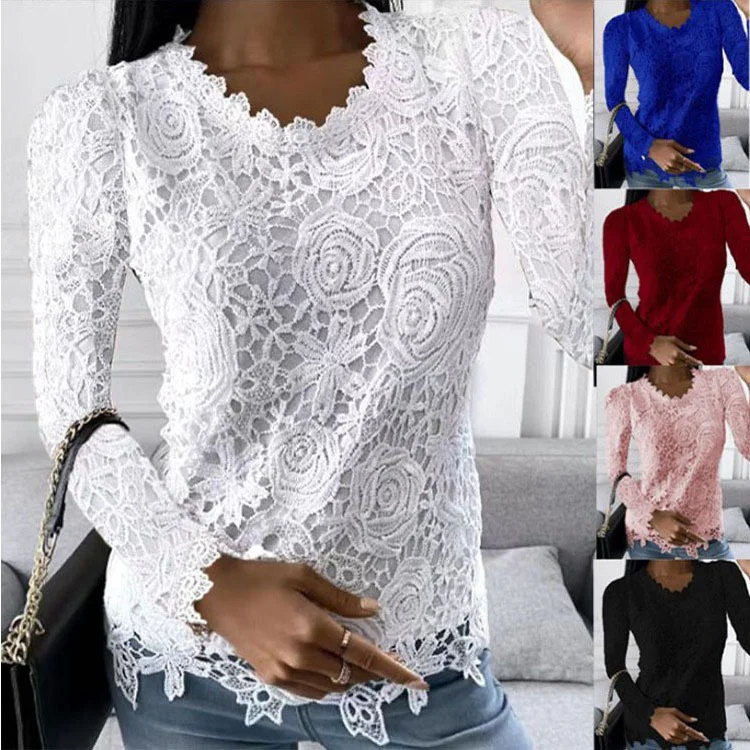 Uveng Uveng Explosion Women's 2024 Summer New T-Shirt Back Jacket Lace Shirt