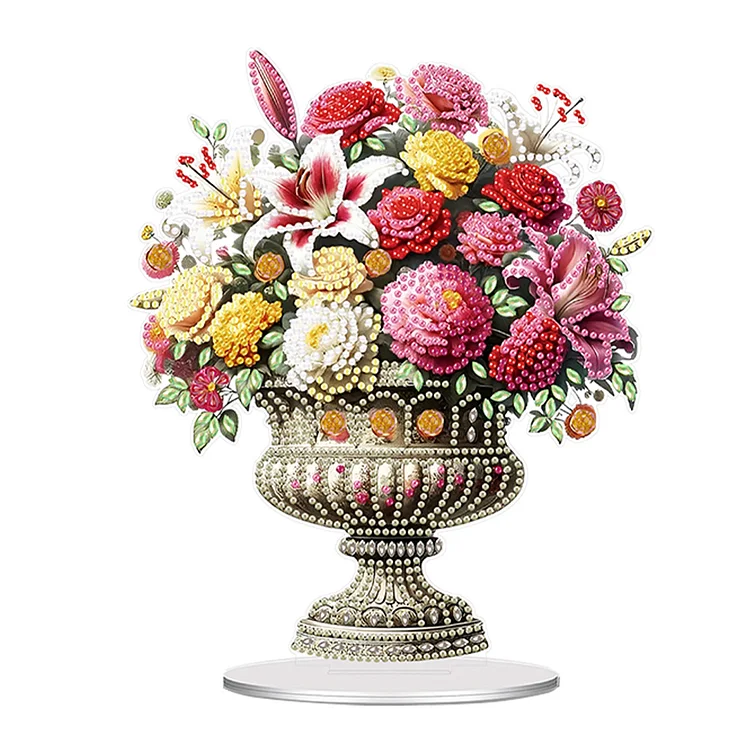 Vintage Bouquet Special Shaped Colorful Diamond Painting Tabletop Ornaments Kit gbfke