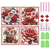 (4 Pack) Red Fruit And Red Flower - Special Shaped Diamond Painting - 30*30CM