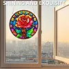 (25cm)DIY Acrylic Jigsaw Puzzle Window Hanging with Hanging Chain DIY Stained Glass Decoration Round Window Puzzle Decor for DIY Craft Project (Stained Glass Red Rose)