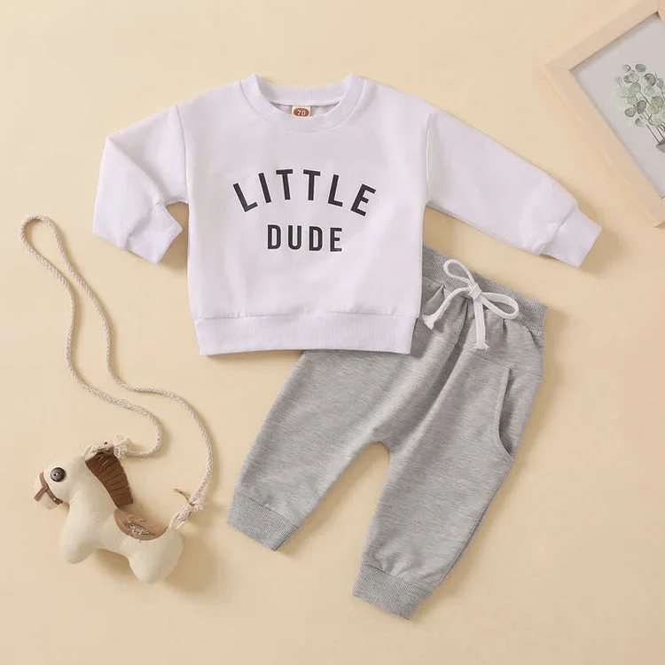 LITTLE DUDE Baby Sweatshirt and Pants Set