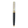 Matt Black Engraved E9347 Barrel and Glossy Chrome Cap with Gold PVD Edges