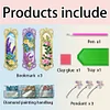 (US Local)3Pcs Special Shaped Framed Flowers 5D DIY Diamond Art Book Mark for Home Office