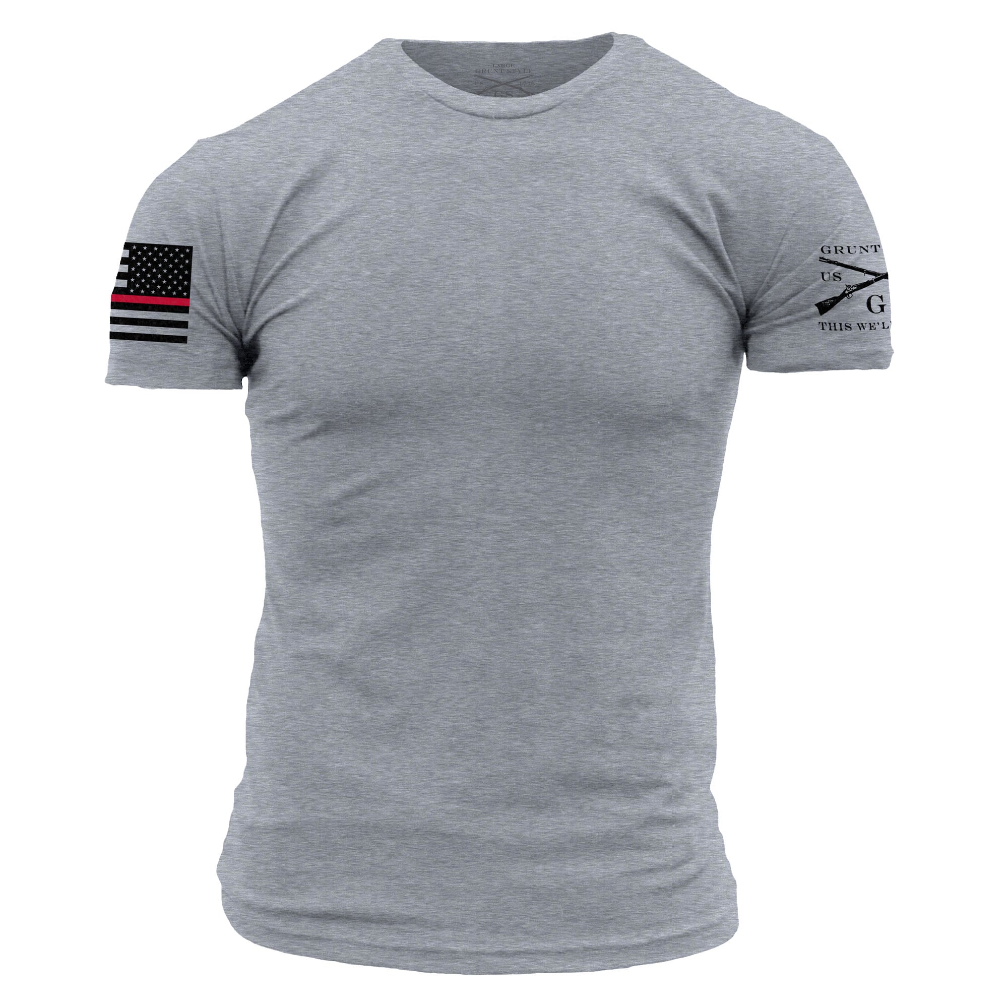 Men's Red Line Flag T-Shirt - Dark Heather Grey mysite Money