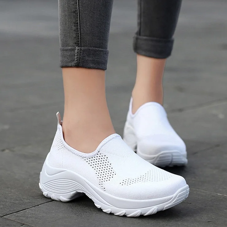 Women plus size clothing Woman Shoes Sneakers Round Toe Hollow Out Breathable  Mesh Flat Shoes-Nordswear