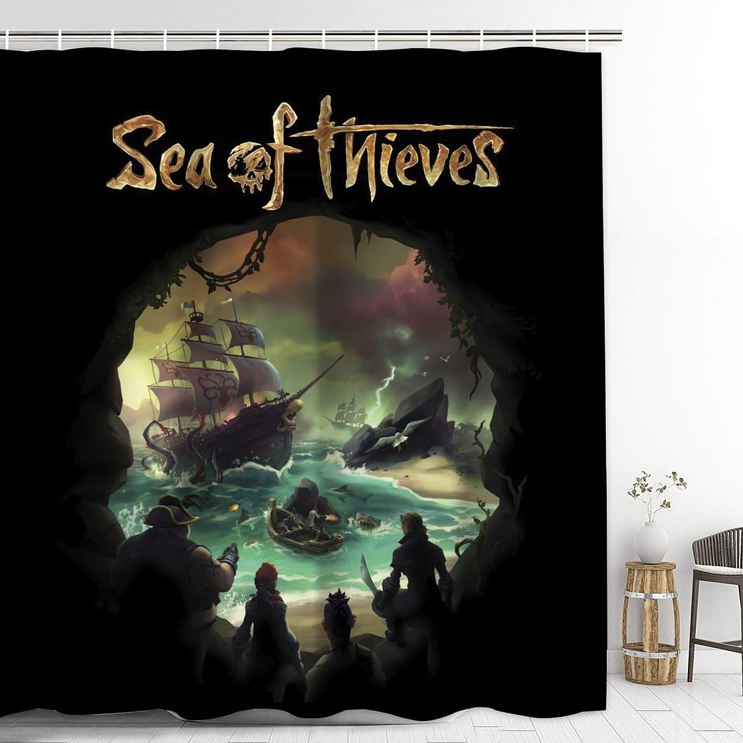 Sea of Thieves Shower Curtain with Hooks Thicken Waterproof Home Decoration