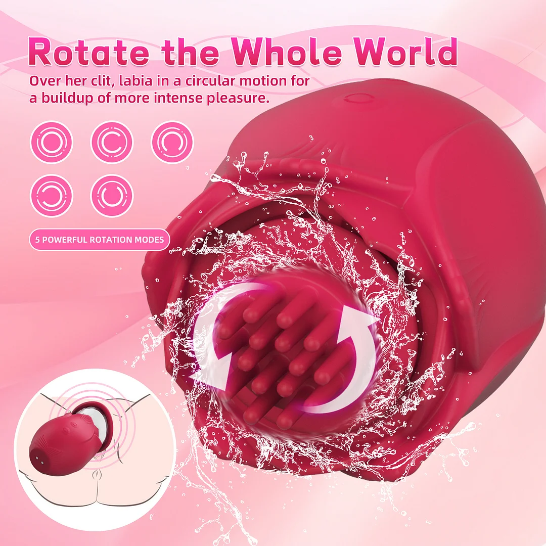 2025 Upgraded 2-in-1 Rotating Rose Clitoral Sucking Vibrator Nipple Sex Toy