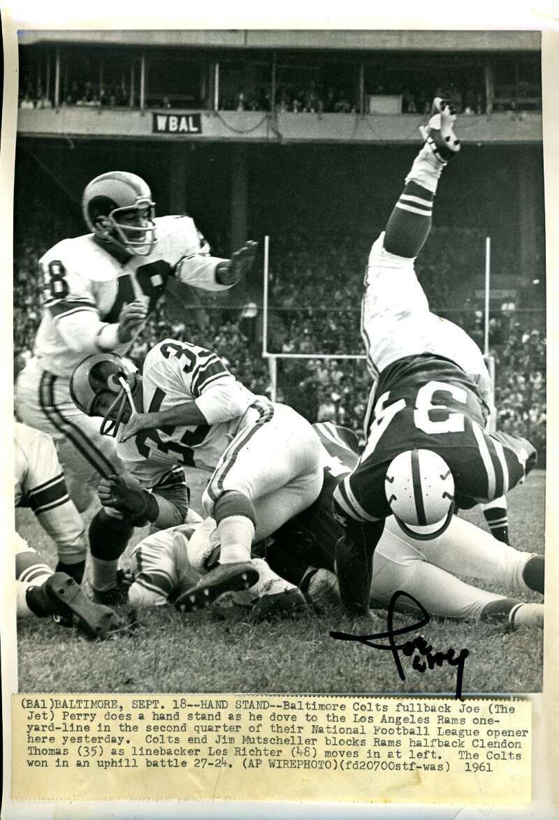 Joe Perry JSA Coa Signed 9x11 Original 1962 Colts Photo Poster painting Autograph