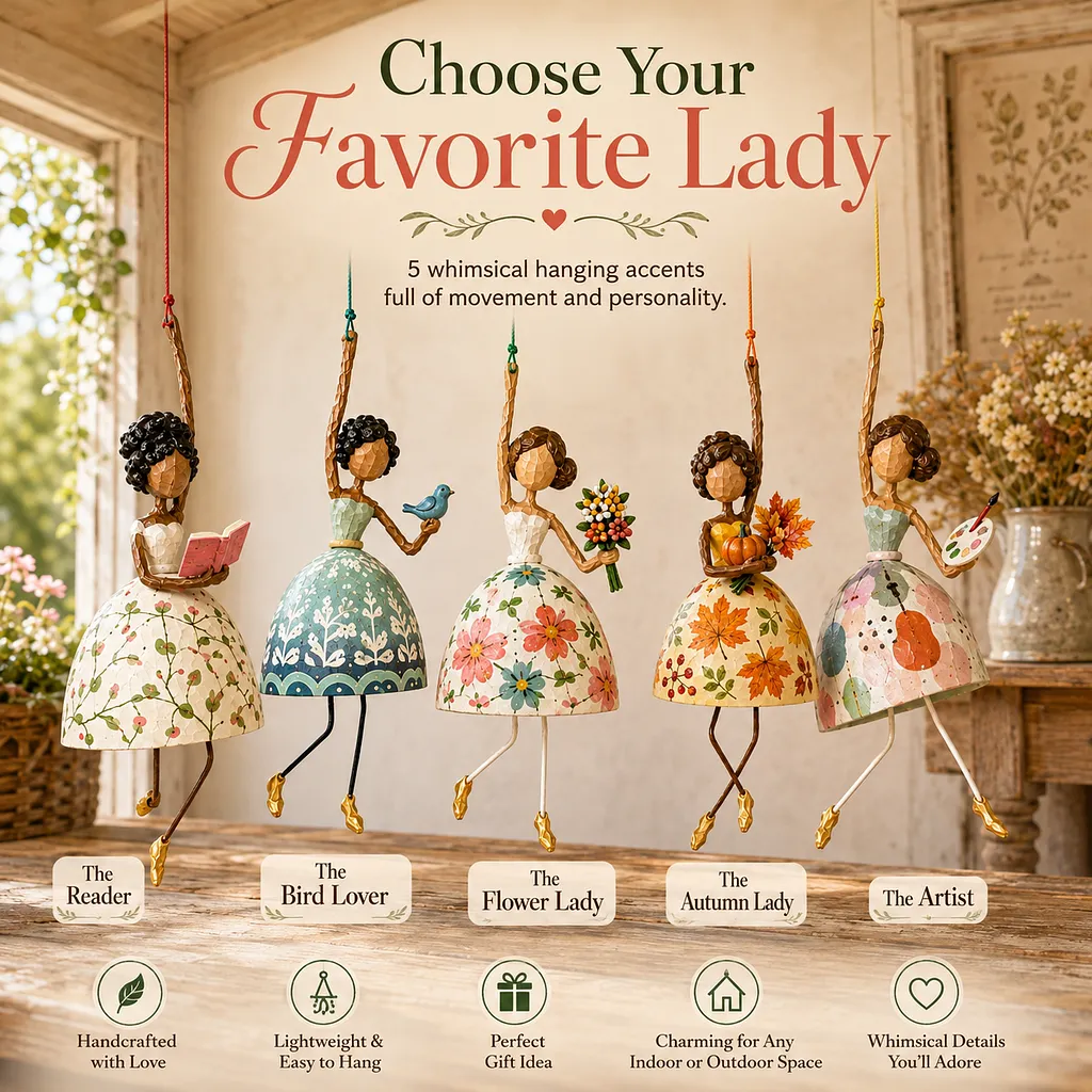 Five Whimsical Dancing Lady ornament styles