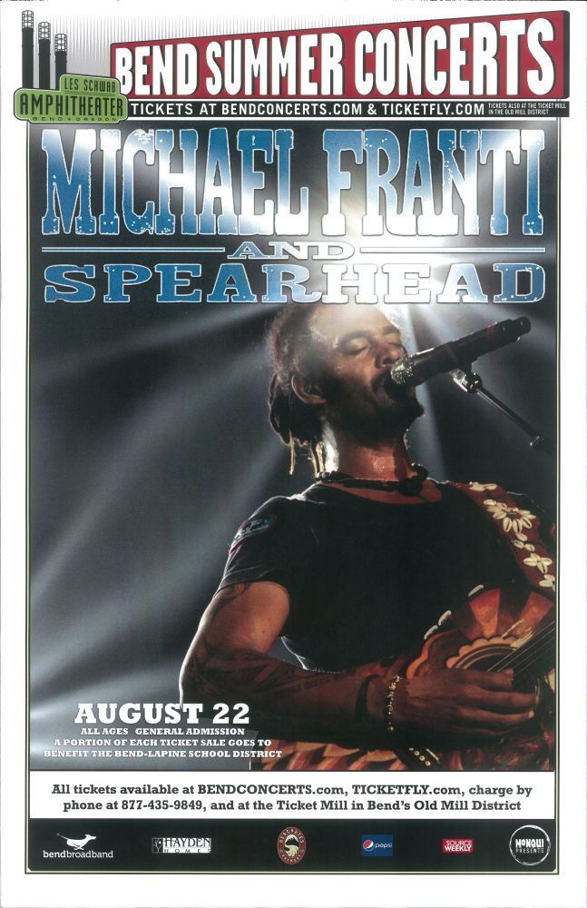 MICHAEL FRANTI SPEARHEAD 2012 Gig POSTER Bend Oregon Concert