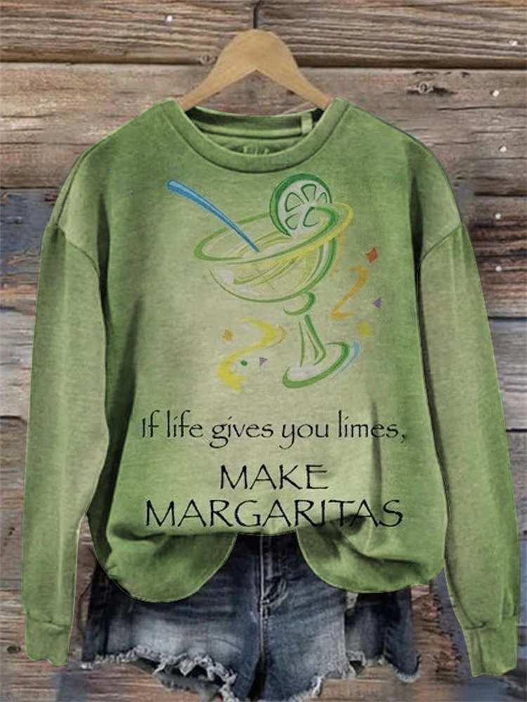 If Life Gives You Limes Make Margaritas Women'S Casual Long-Sleeved Sweater