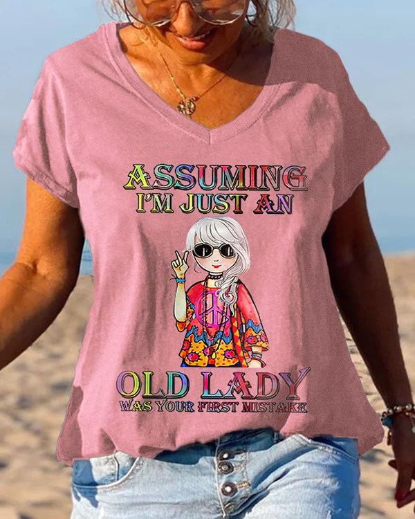 🔥kukelife🔥Assuming I'm Just An Old Lady Chic Girl Graphic Tees